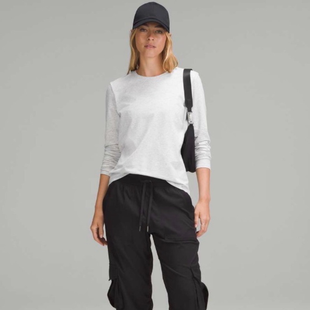 Lululemon Organic Cotton Crew Neck Long Sleeve Heathered Grey Tee Small